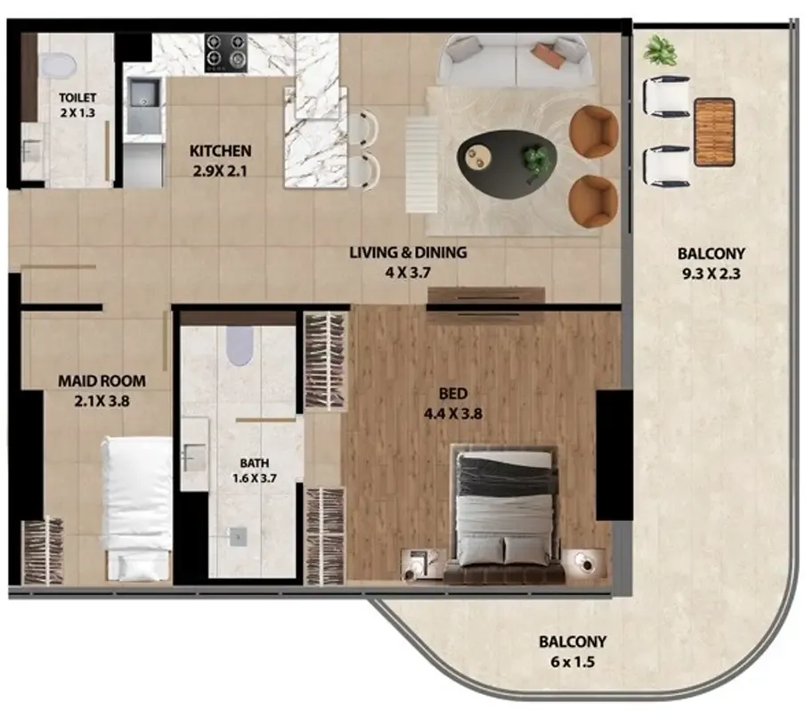 1 bedroom layout