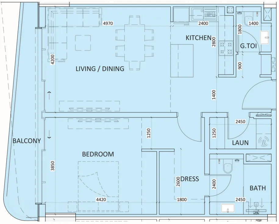 1 bedroom layout