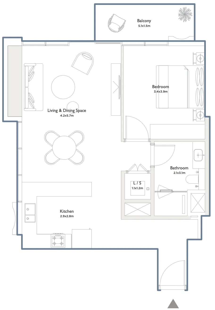1 bedroom layout