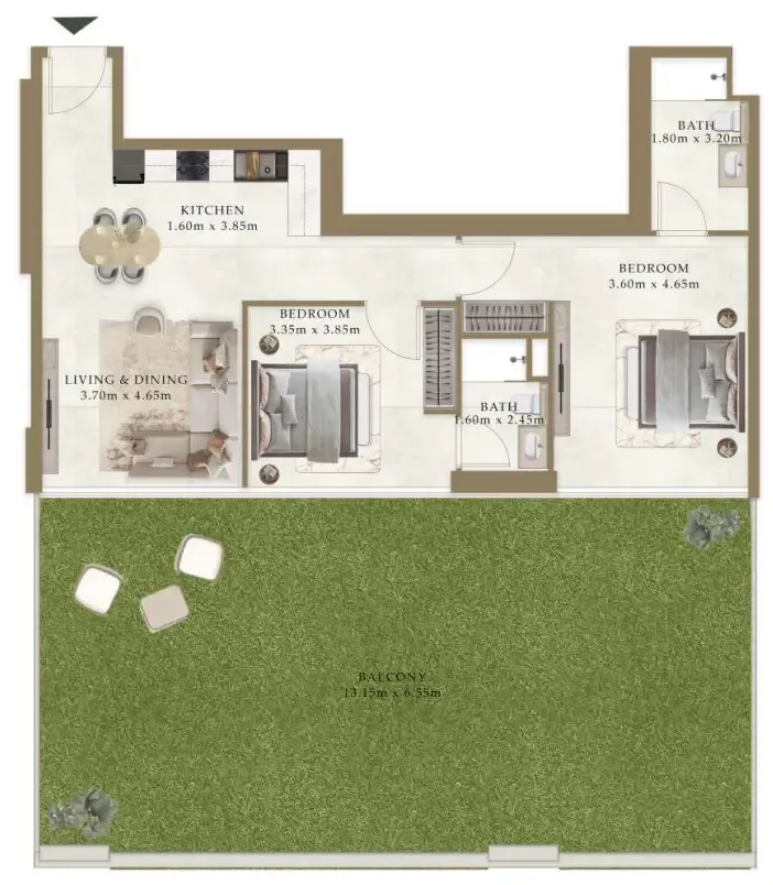 2 bedroom layout