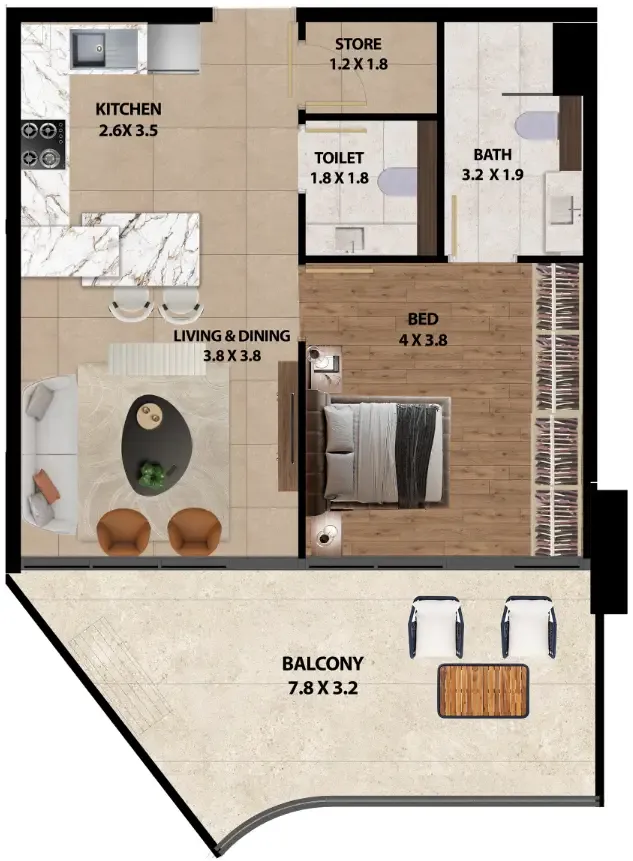 1 bedroom layout