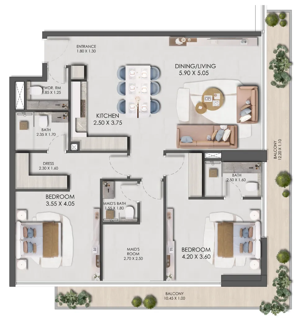 2 bedroom layout