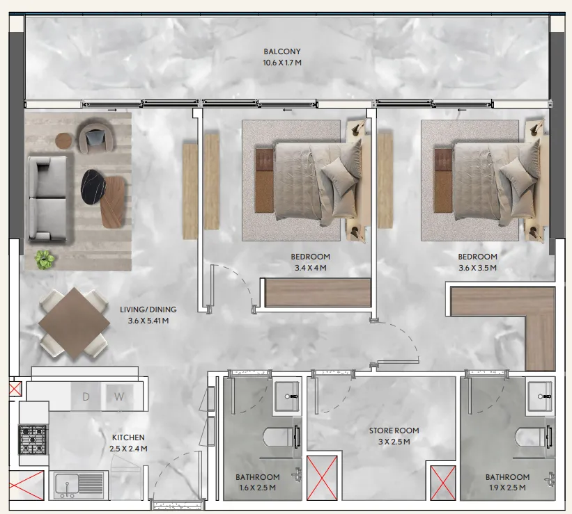 2 bedroom layout