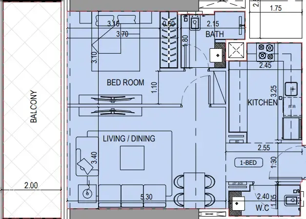 1 bedroom layout