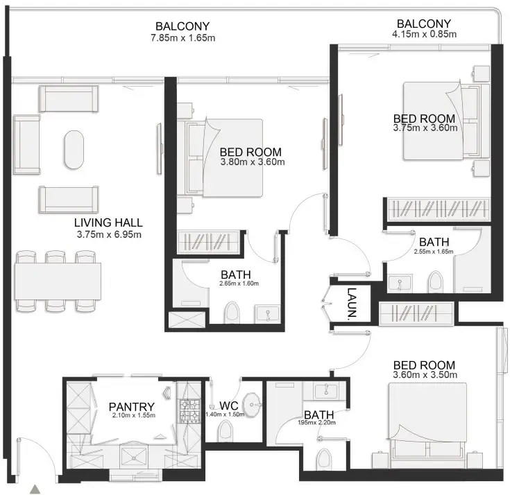 3 bedroom layout