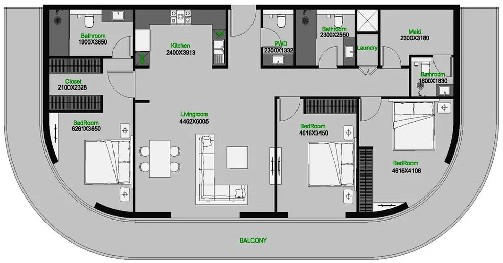 3 bedroom layout