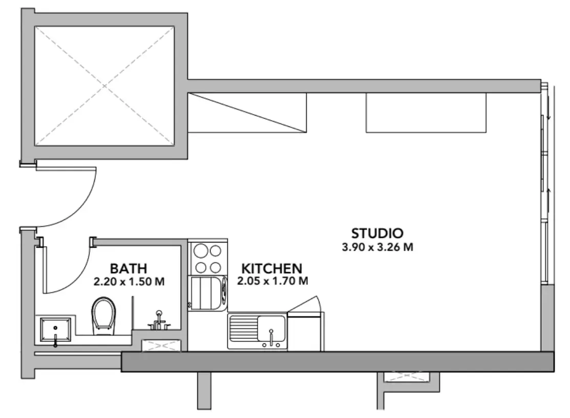 0 bedroom layout