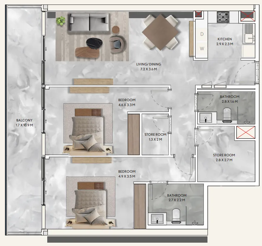 2 bedroom layout