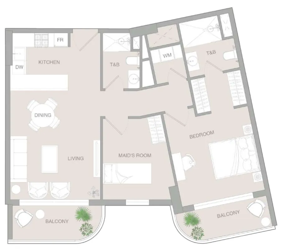 1 bedroom layout