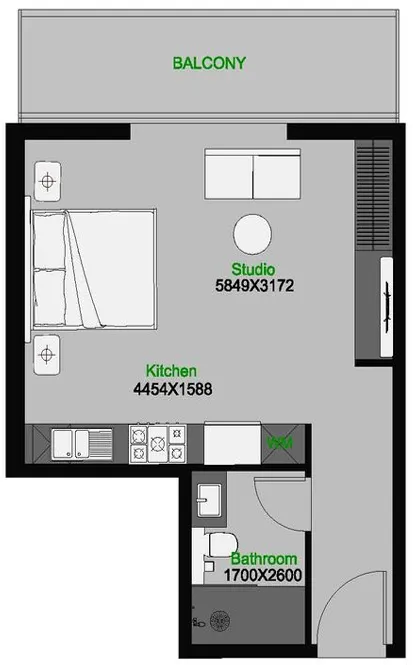 0 bedroom layout