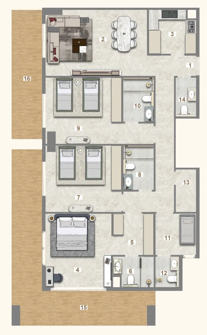 3 bedroom layout