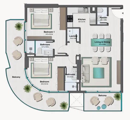 2 bedroom layout