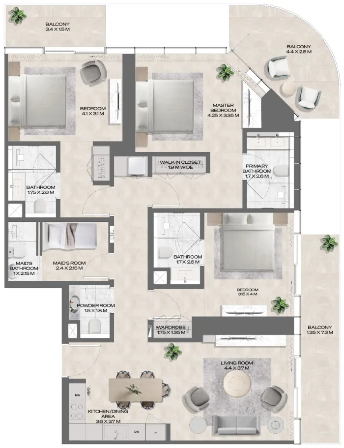 3 bedroom layout