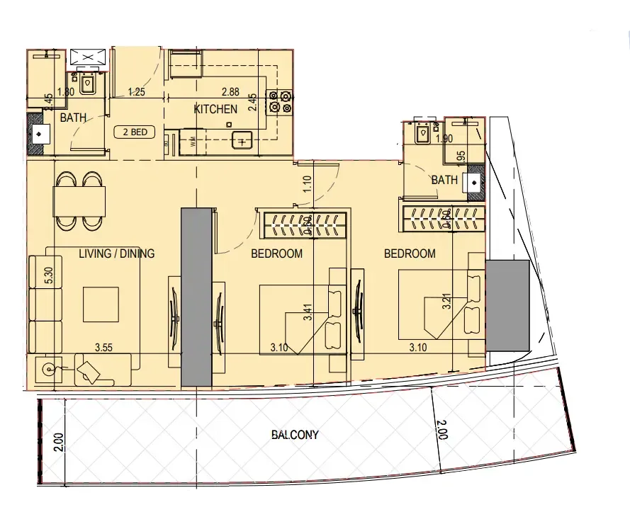 2 bedroom layout