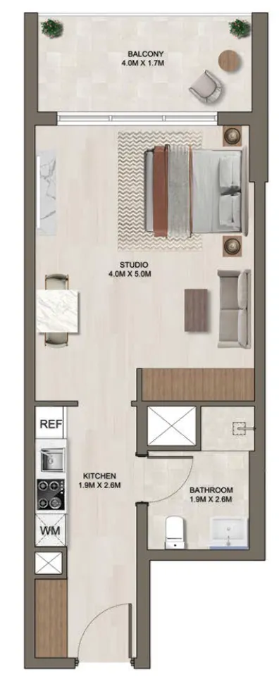 0 bedroom layout