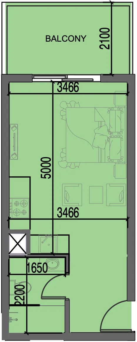0 bedroom layout
