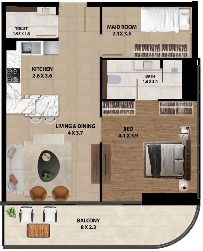 1 bedroom layout