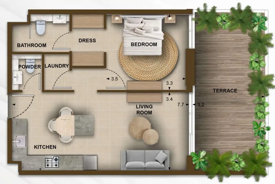 1 bedroom layout