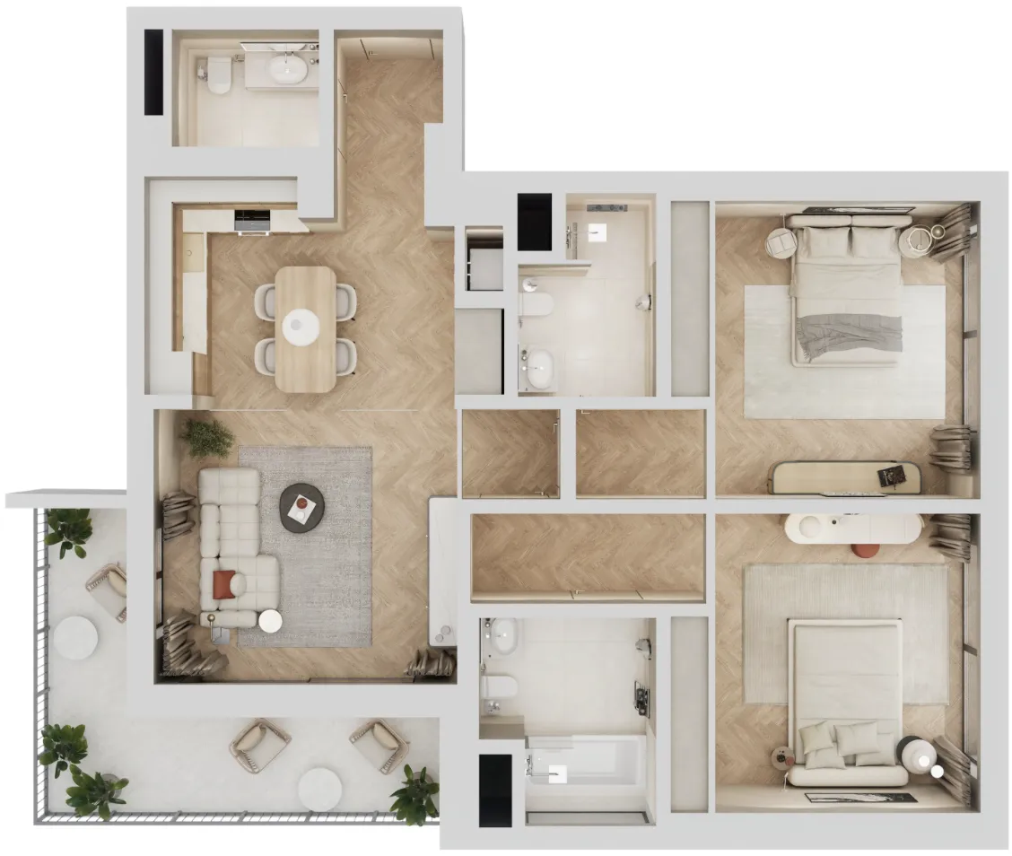 2 bedroom layout