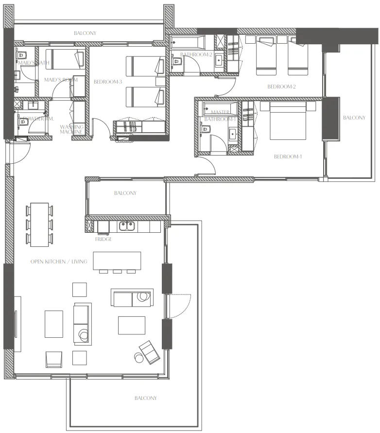 3 bedroom layout
