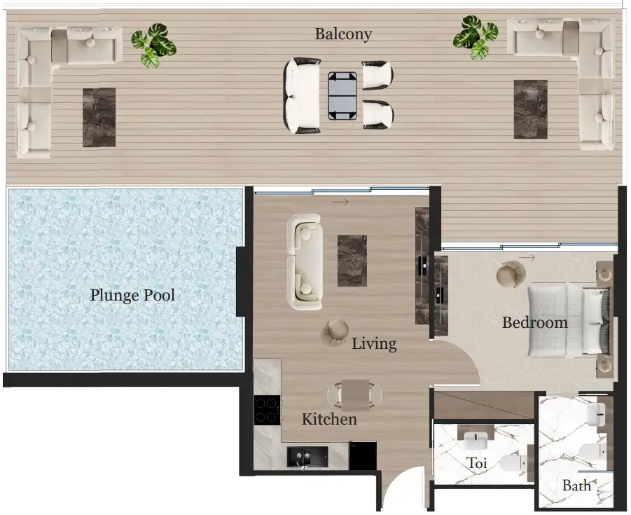 1 bedroom layout