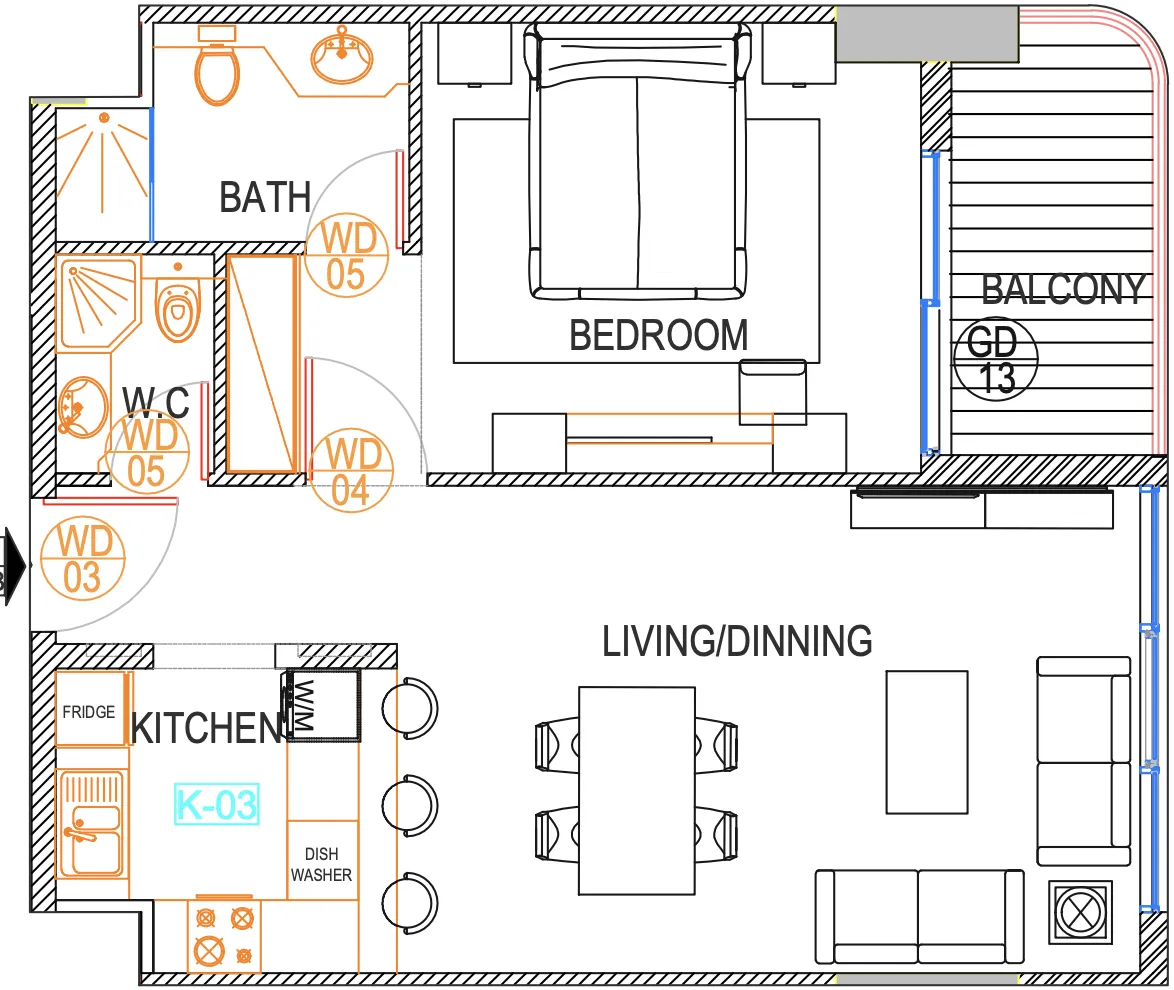1 bedroom layout