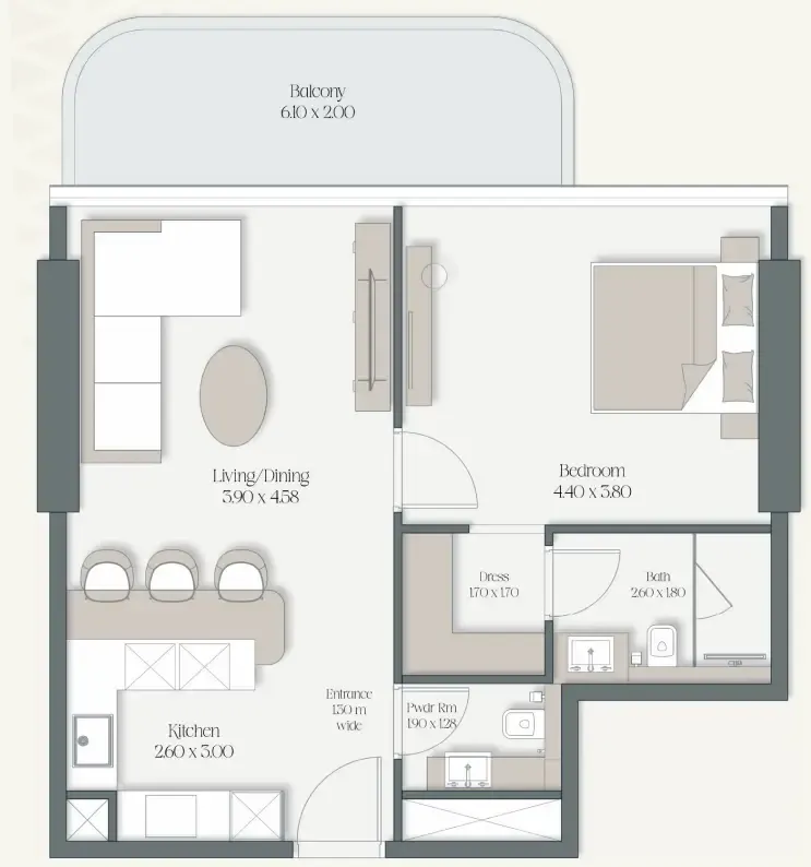 1 bedroom layout