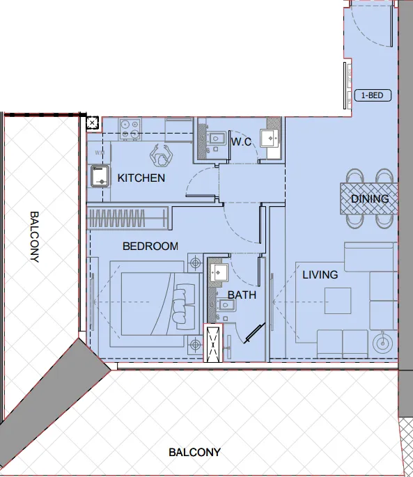 1 bedroom layout