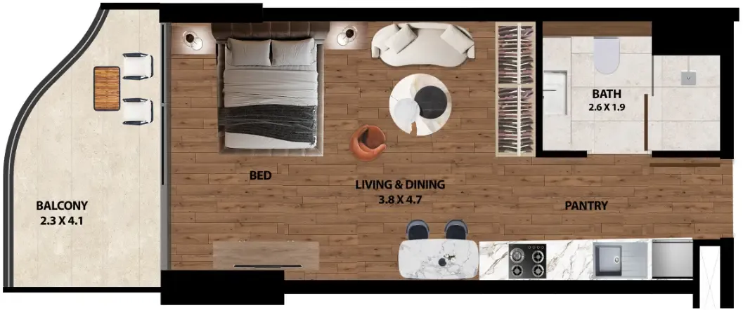0 bedroom layout
