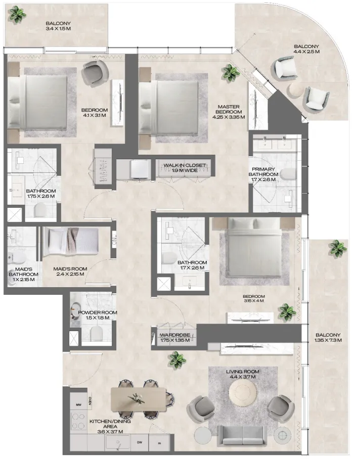 3 bedroom layout