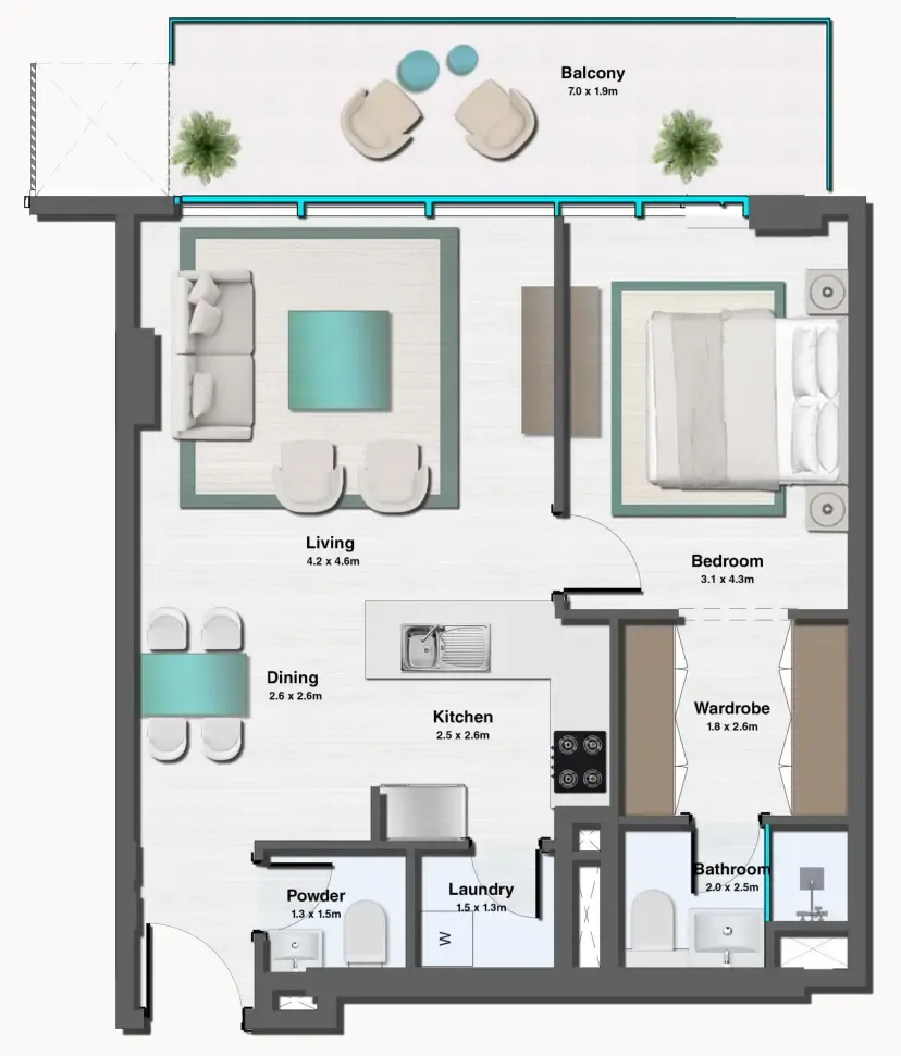 1 bedroom layout