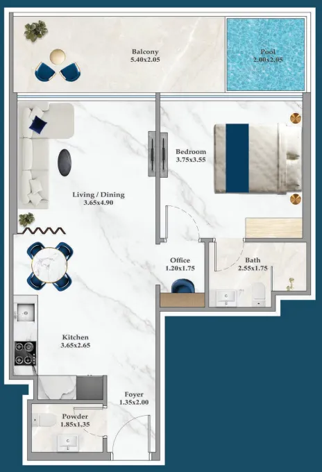 1 bedroom layout