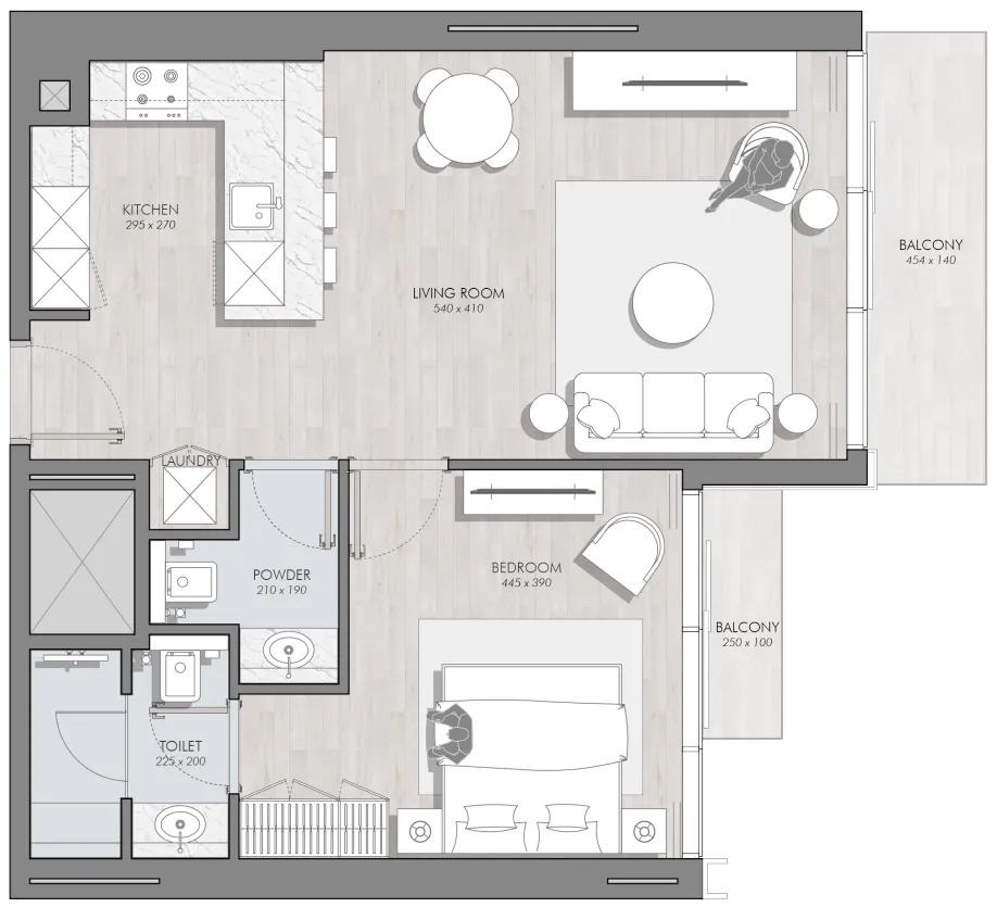 1 bedroom layout