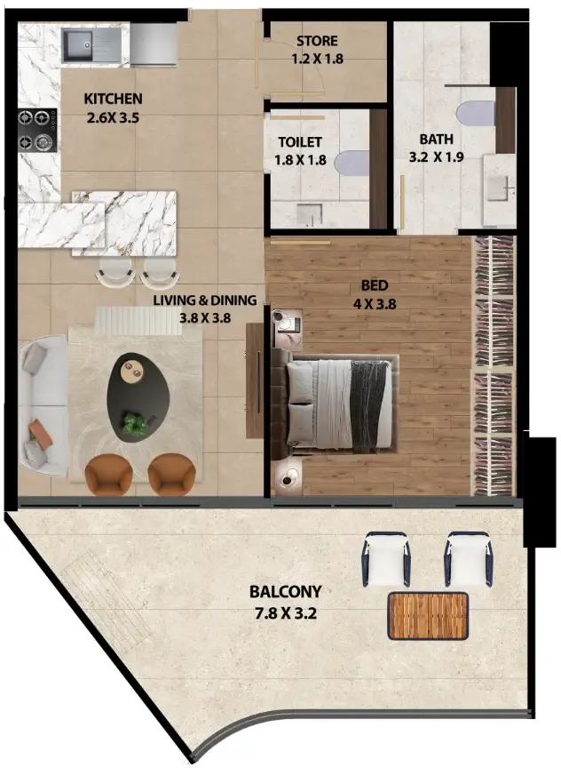 1 bedroom layout