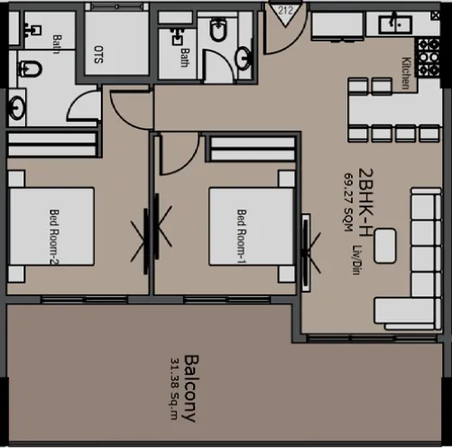 2 bedroom layout