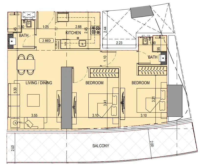 2 bedroom layout