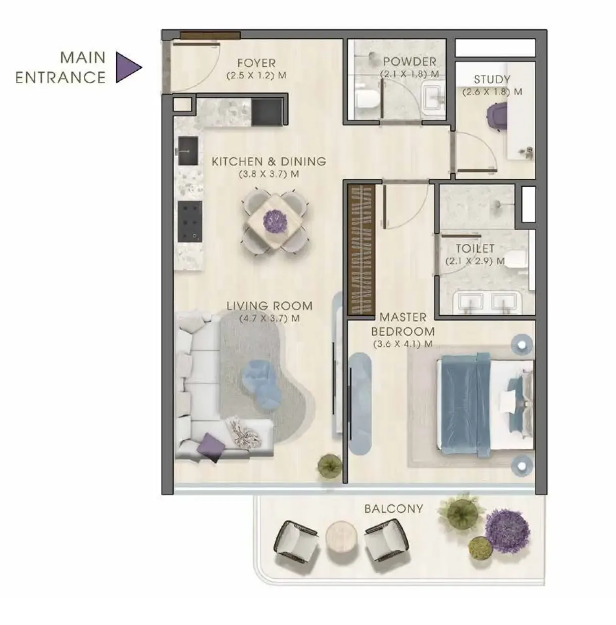 1 bedroom layout