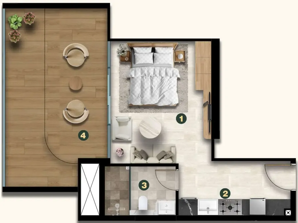 0 bedroom layout