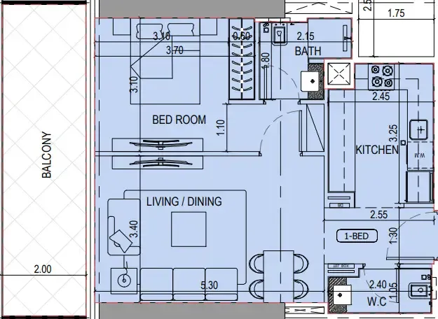 1 bedroom layout