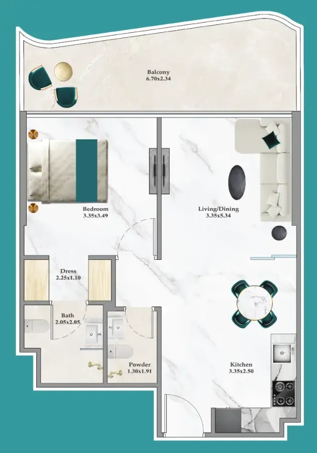 1 bedroom layout