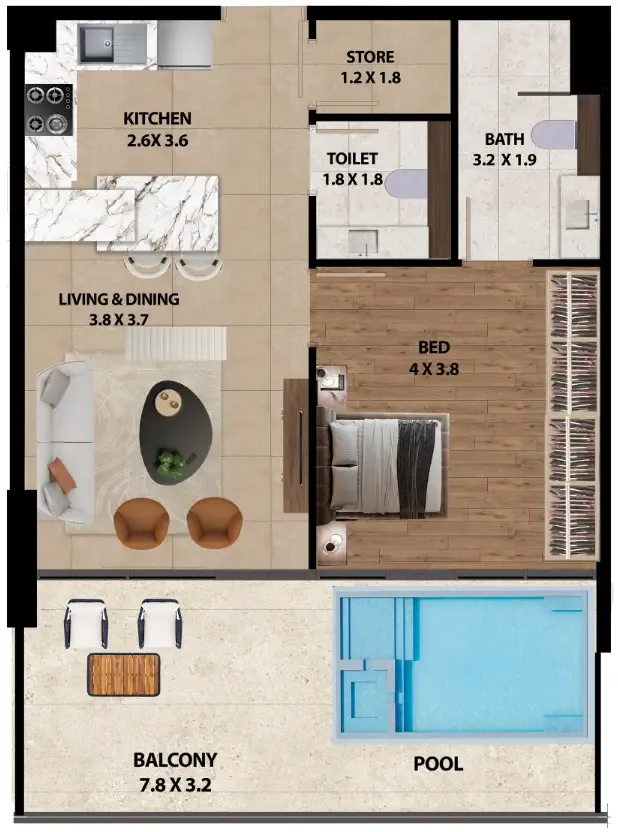 1 bedroom layout