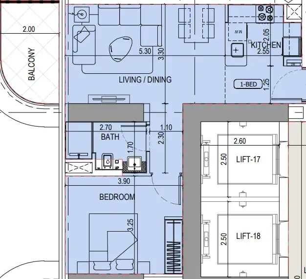 1 bedroom layout