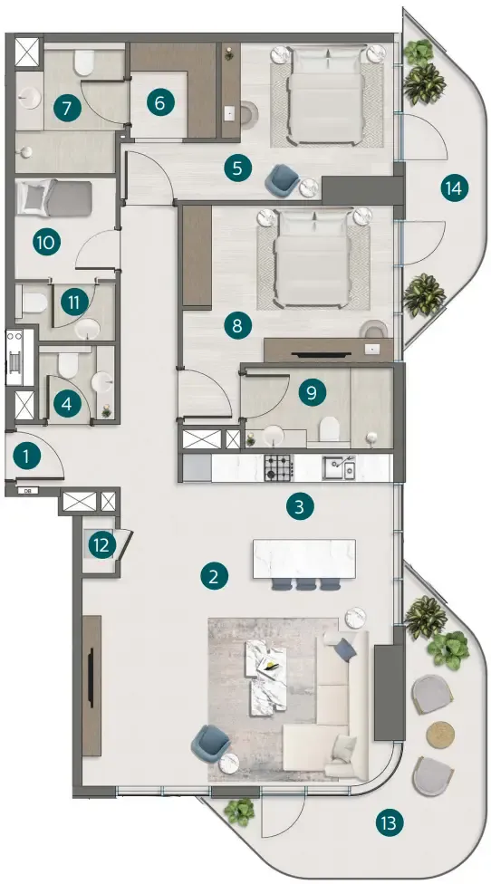 2 bedroom layout