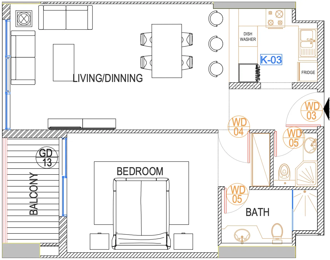 1 bedroom layout