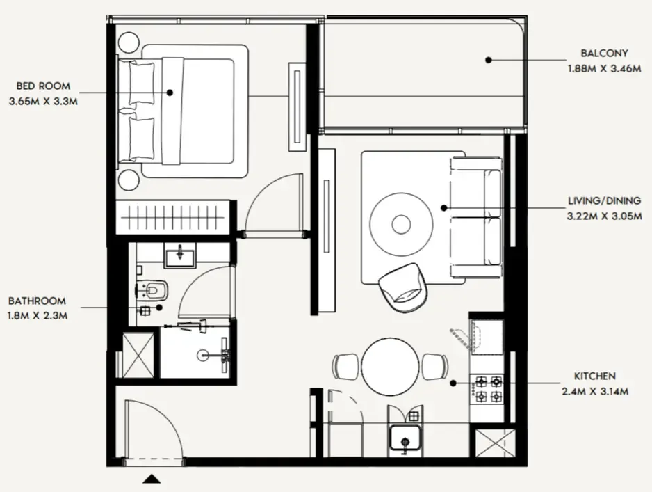 1 bedroom layout