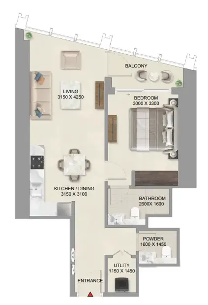 1 bedroom layout