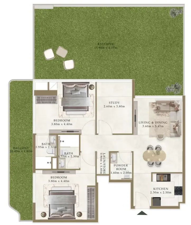 2 bedroom layout
