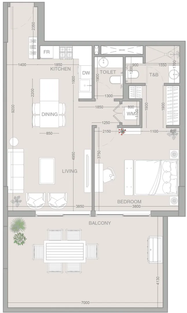 1 bedroom layout