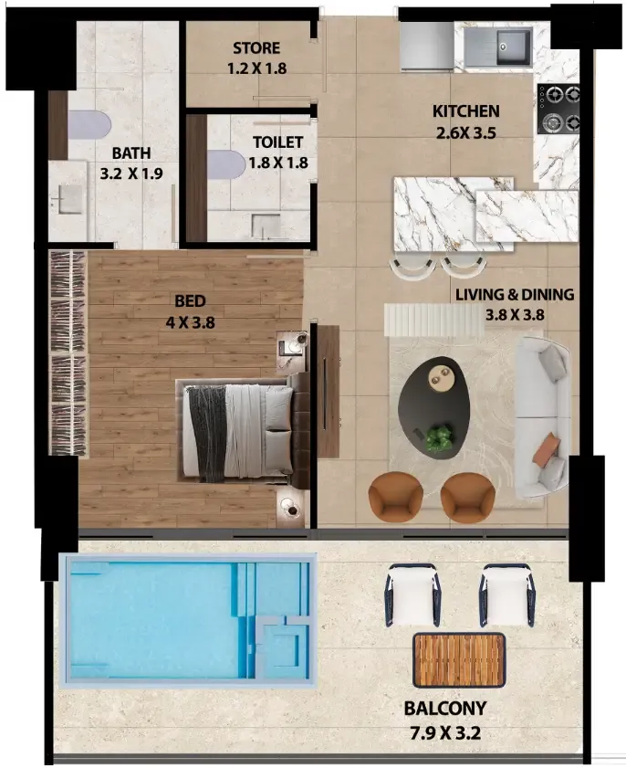 1 bedroom layout