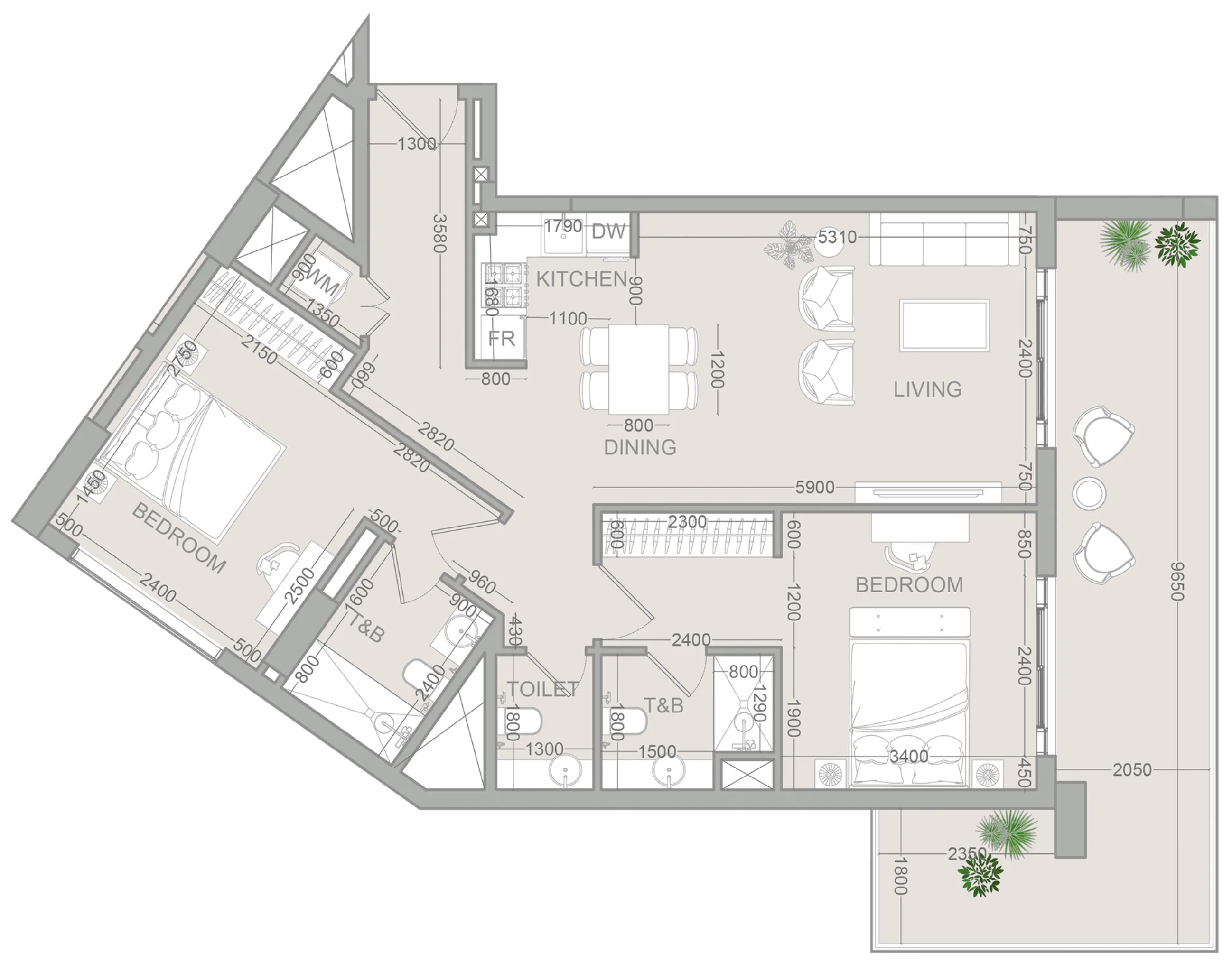 2 bedroom layout